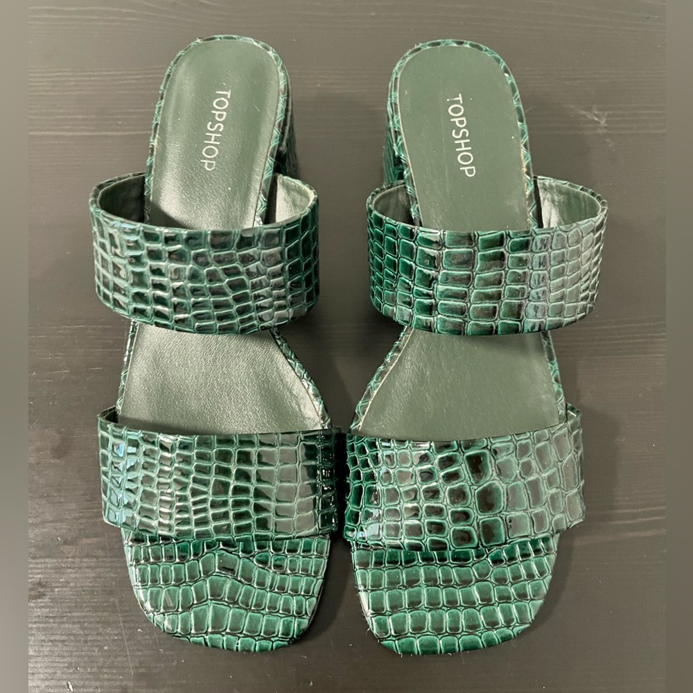 Faux Snakeskin Open Toed Mules